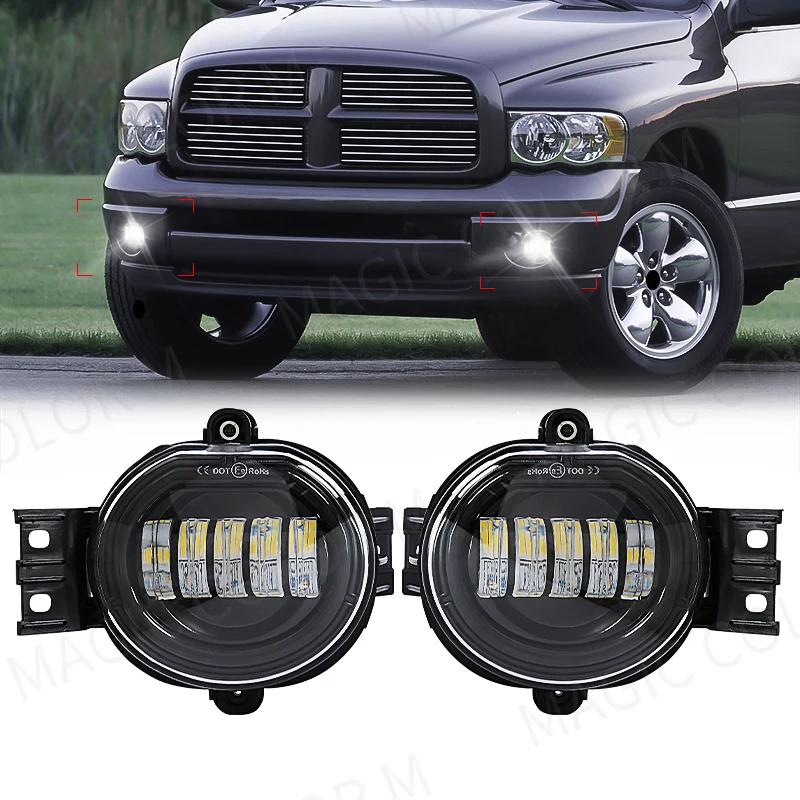 For Dodge Ram 1500 2002-2008 2500/3500 2003-2009 Durango Truck 2004-2006 LED Fog Lamps with Angel Eye Fog Lights Waterproof 12V