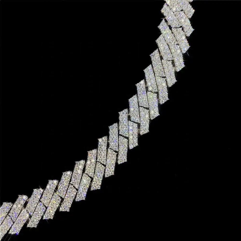 

Hip Hop Custom 14mm 2 Row Iced Out Vvs1 Moissanite Diamond Miami Cuban Link Chain