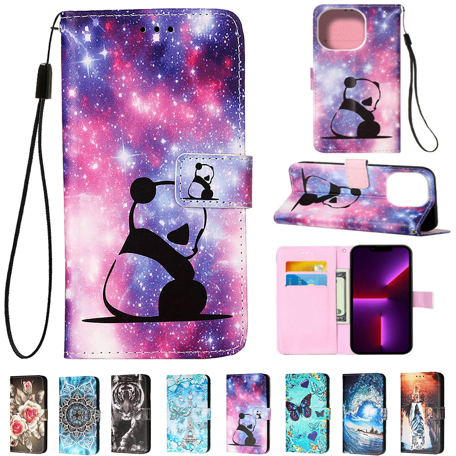 3D Painted Flip Case For Sony Xperia 10 VI 1 V 5 IV Luxury Leather Lanyard 2 Card Slots Wallet Cover For Sony Xperia 10 VI 1 V 5