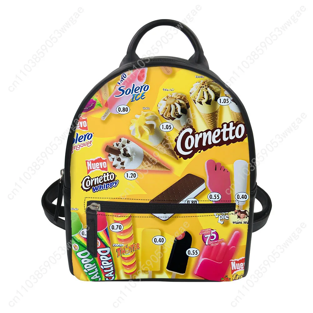 Ice Cream Backpack Purse Womens Schoolbags Customized Double Shoulder Bag Premium Fashion Mini Daypack Leather Travel Bag Gift