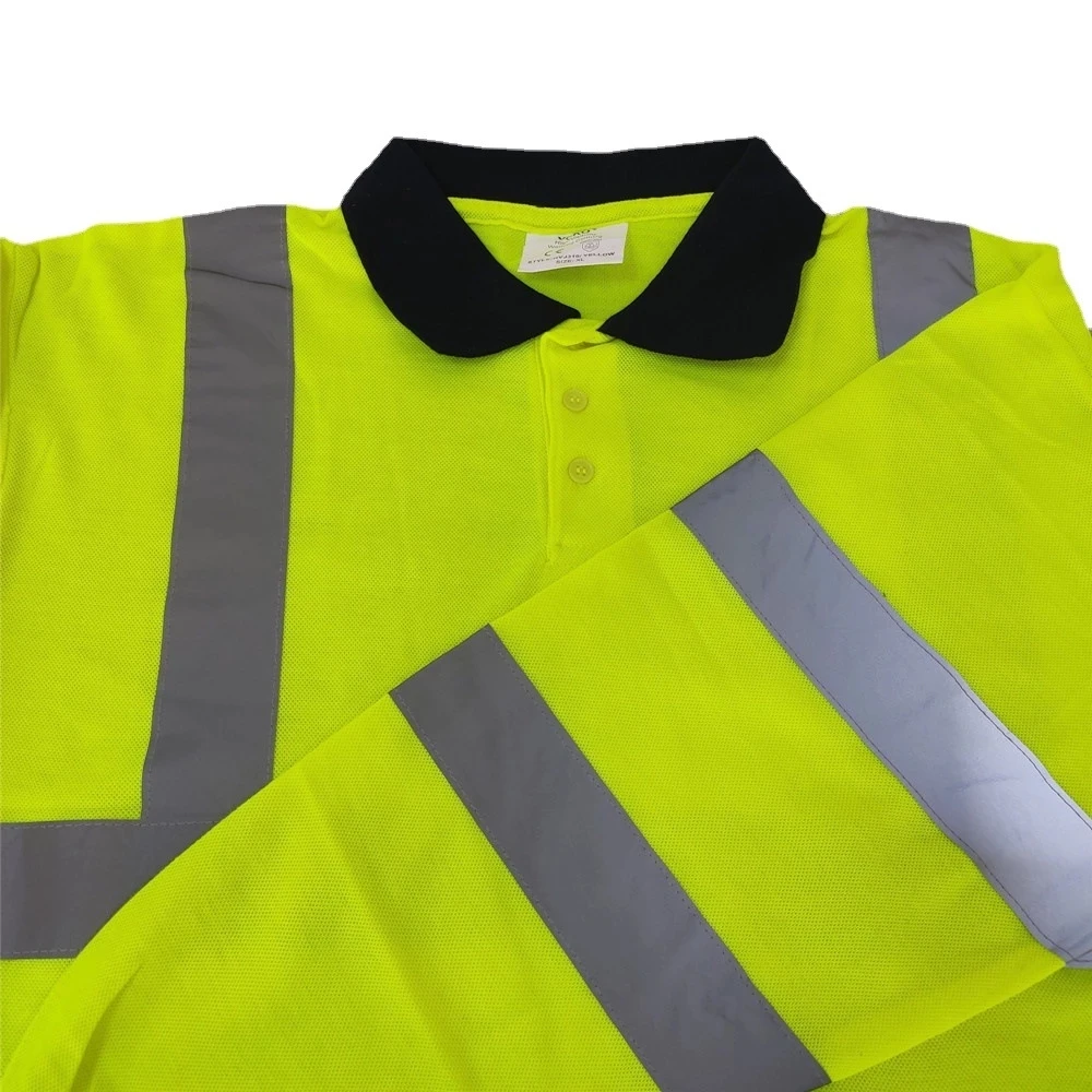 قميص بولو عالي الوضوح بأكمام طويلة تي شيرت Hi-Vis تي شيرت بأكمام طويلة قميص عمل قميص تحذير عاكس