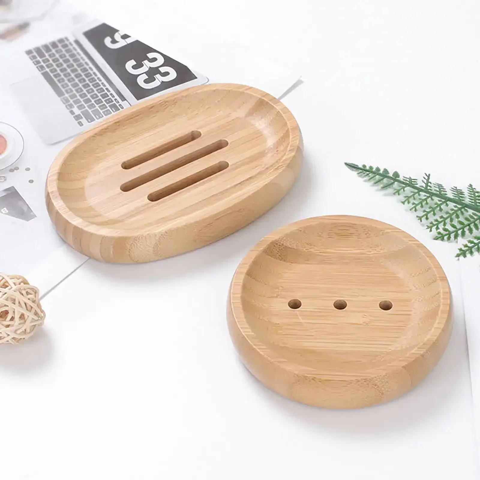 Daiosportswear Clearance Sale Natural Wood Bathroom Shower Soap Tray Dish Storage Stand image 3