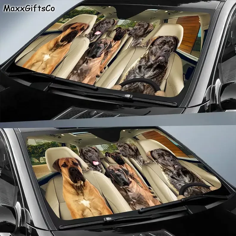 Boerboel Car Sun Shade, Boerboel Windshield, Dogs Family Sunshade, Dogs Car Accessories, Car Decoration, Boerboel Lovers Gift