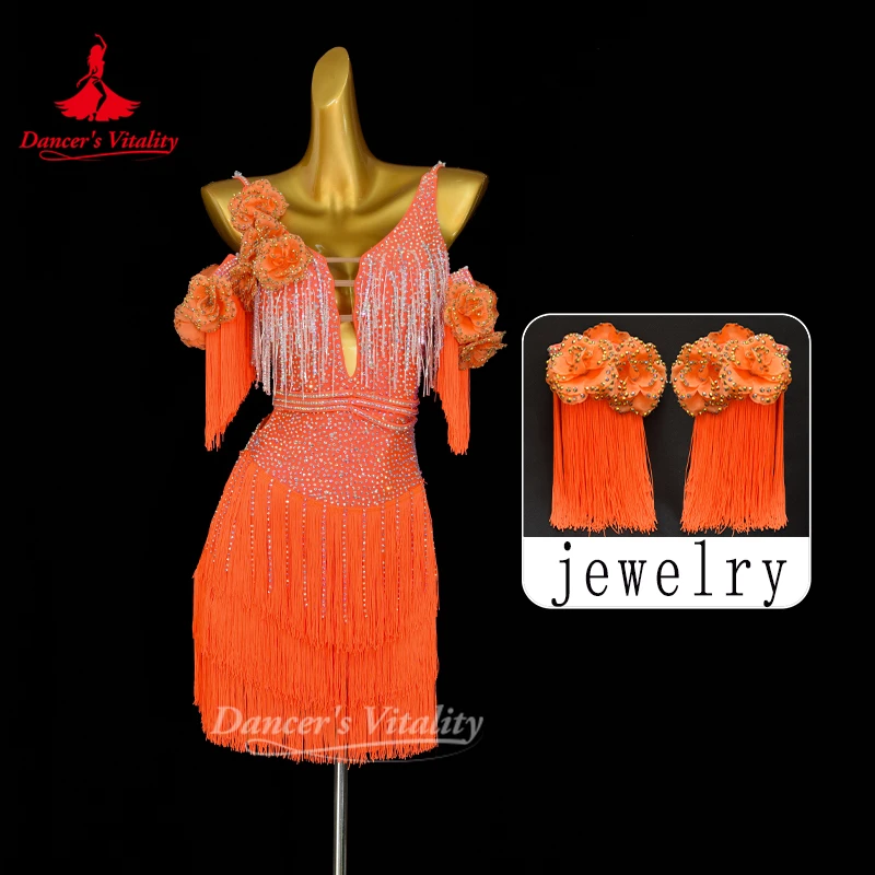 Платья для латинских танцев, платье для взрослых и детей по индивидуальному заказу, платье с открытой спиной и бахромой для пожилых людей, костюм для выступлений танго, самбы, чачи