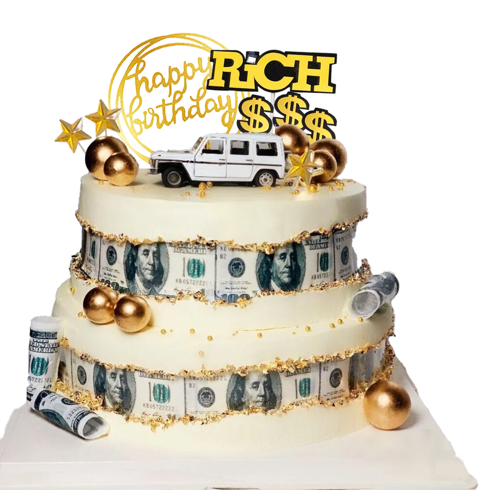 Dollar Kuchen Topper Auto Figur Geld Kuchen Dekorationen Für Richman Geburtstag Party Liefert Reiche Geld Dollar Thema Party Dekore – Detail 6