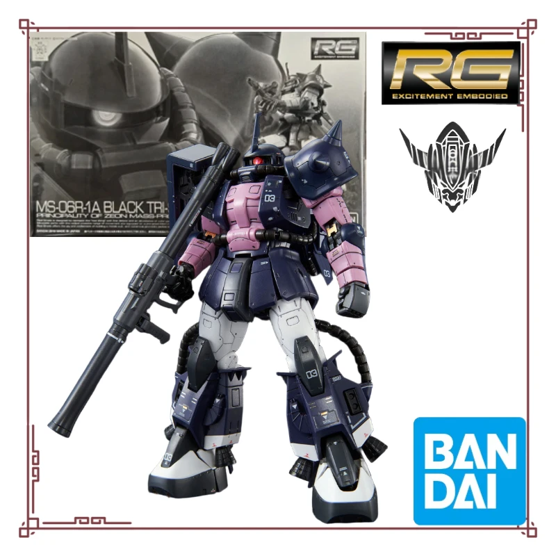

In stock Bandai original 1/144 HGUC MS-06R-1A High-motorized Zaku Assembly model collect Holiday Gifts Trendy toys Ornaments