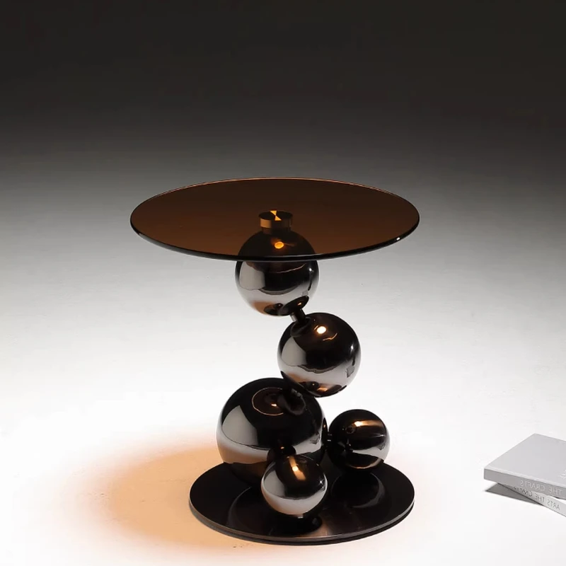 Light luxury high-end sense living room art edge few simple personality corner few stainless steel coffee table combination