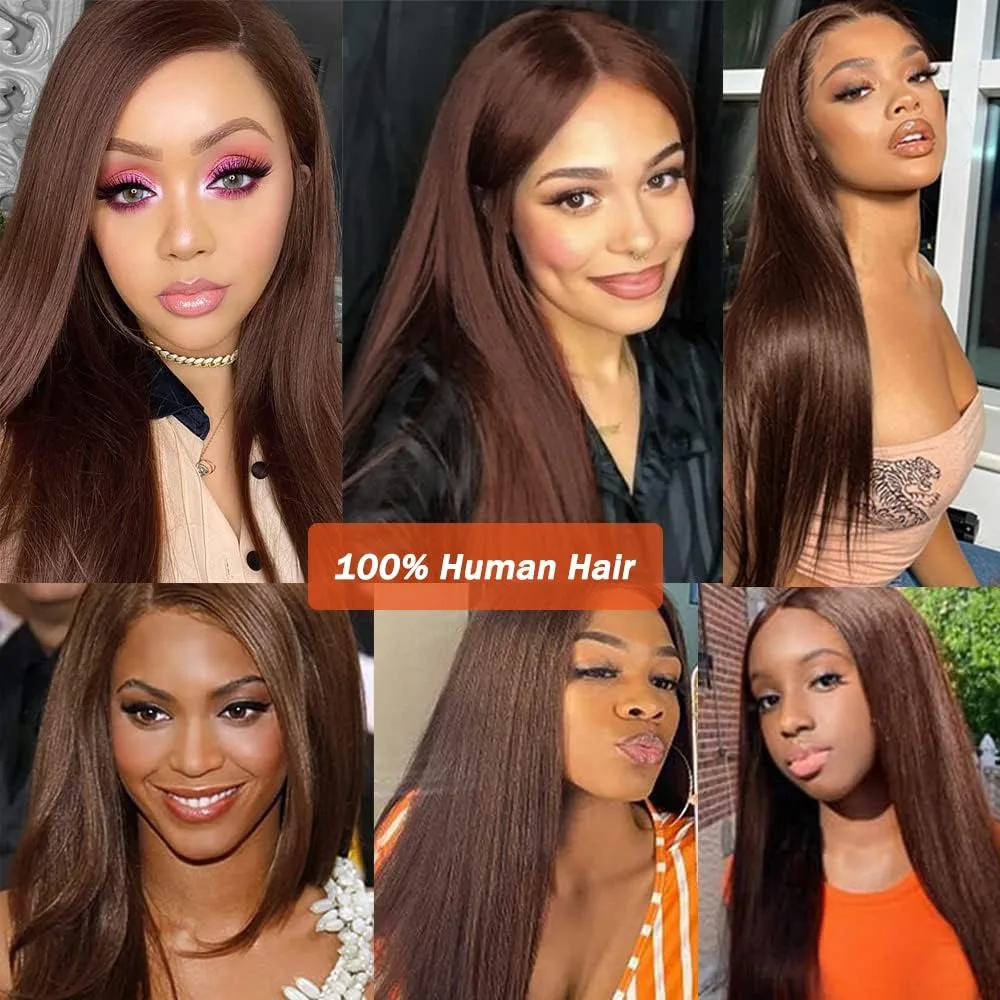 Bruine sluiting 4x4 vrije deel chocoladebruin # 4 kleuren rechte golfsluiting 100% human hair extensions vooraf geplukt remy 150%