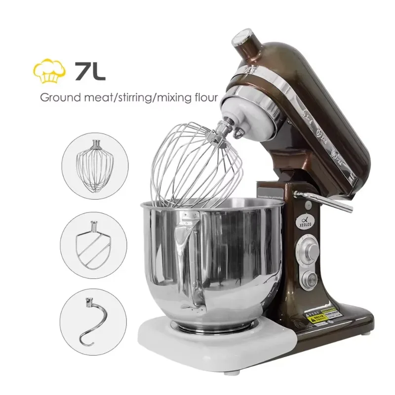 Home Kitchen 7 Liter Stainless Steel Mixing Bowl Dough Mixer Baking Supplier Commercial Food Mixer