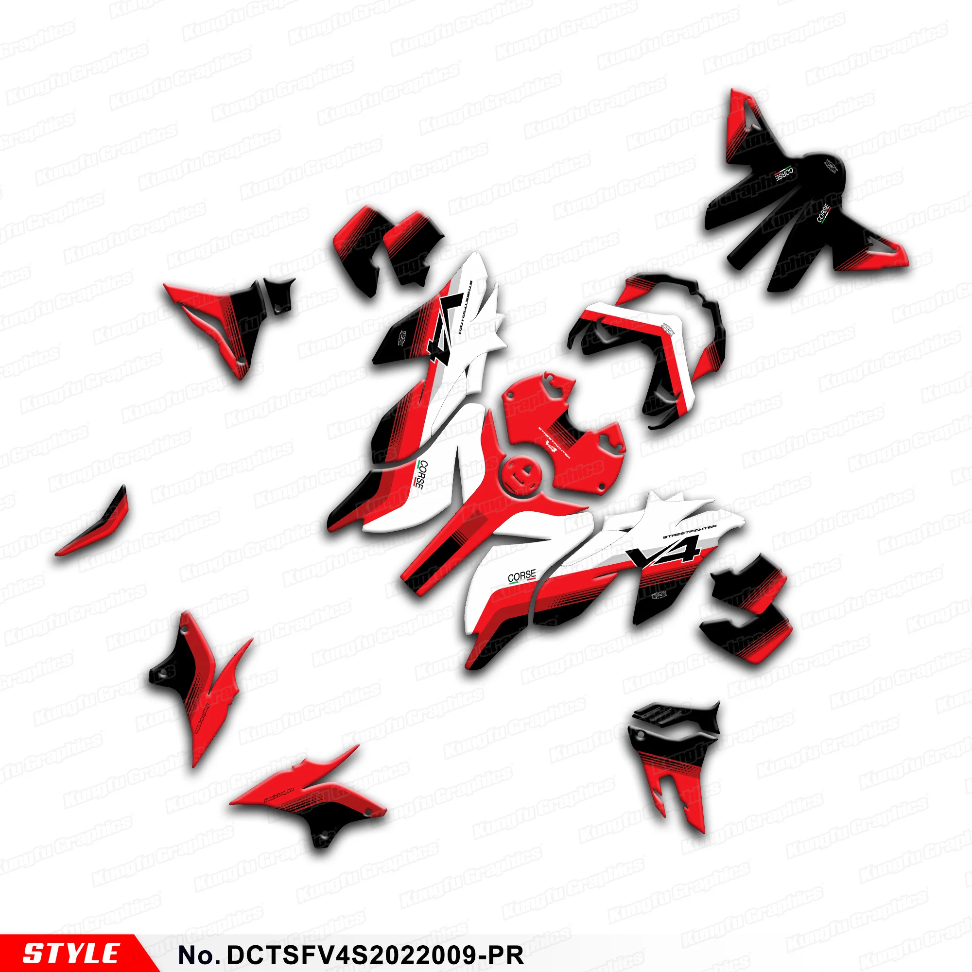 

JY RACING Motorcycle Graphics Sticker Kit for DUCATI Streetfighter V4 V4S 2020 2021 2022 Adhesive Decals, Decorative