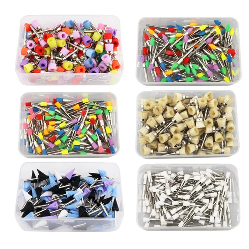 Imagen 1 del producto 100 Uds. Pestillo de nailon para laboratorio Dental, pulidor de pulido plano pequeño, cepillos de profilaxis, cabezal de cepillo desechable para cuidado Dental