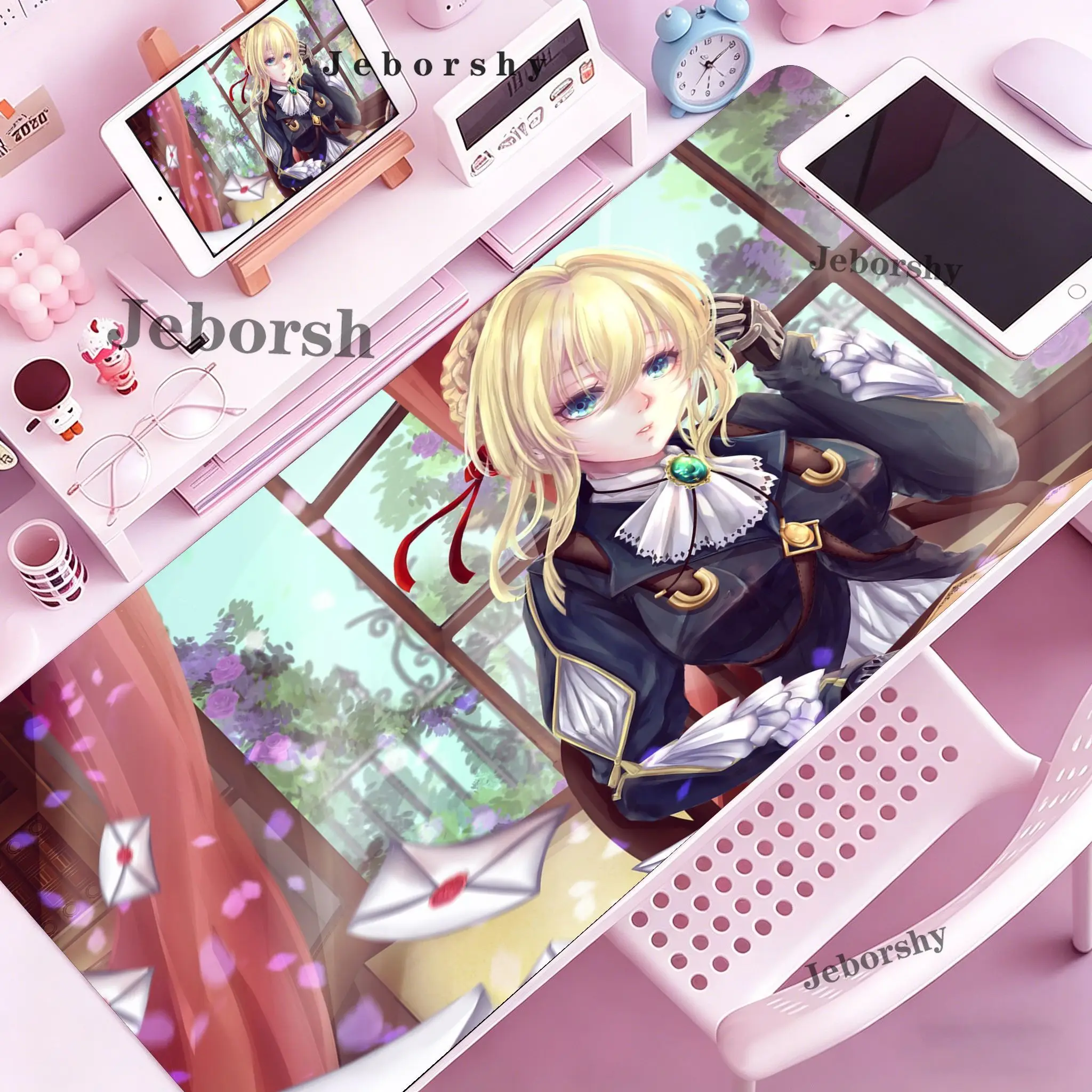 Anime Violet Evergarden Posters Girl Mouse Pad Large Gaming Laptops Accessories Deskmat Desk Protector Office Keyboard Mat Mouse