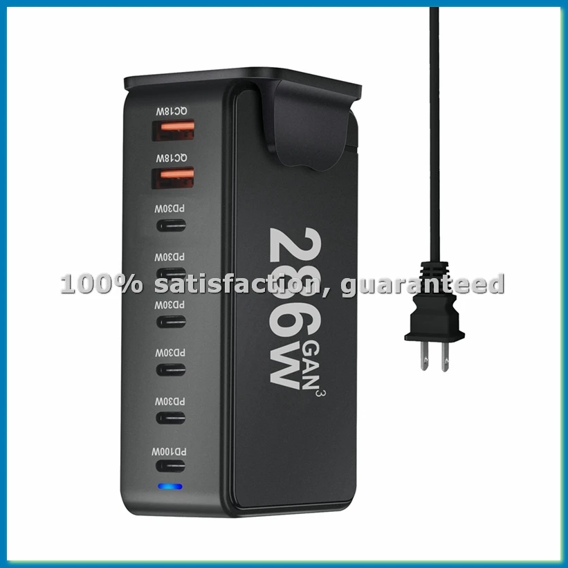 

Новое настольное зарядное устройство GaN 286 Вт с 8 портами USB PD (6C2A) для быстрой зарядки, для 15-контактной вилки стандарта США - ROWI