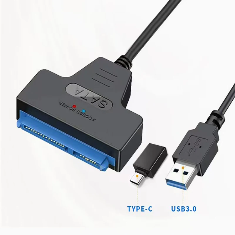 Cable adaptador SATA a USB 3.0 para transferencia de datos de disco duro HDD/SSD de 2,5 pulgadas, cable SATA 2 en 1, convertidor de disco duro externo