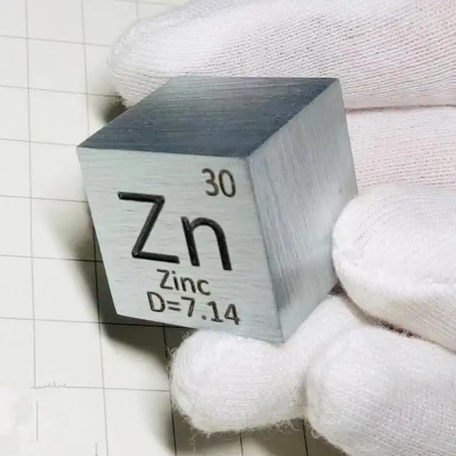 1pcs Zinc Metal Cube 1in Zn 99.99% Pure for Element Collection 1 inch 115g Cube