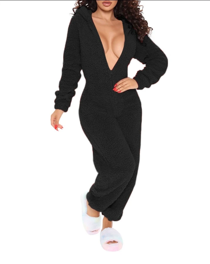 3D Ear Hip Long Sleeve Flap Function Fluffy Home Casual jumpsuit