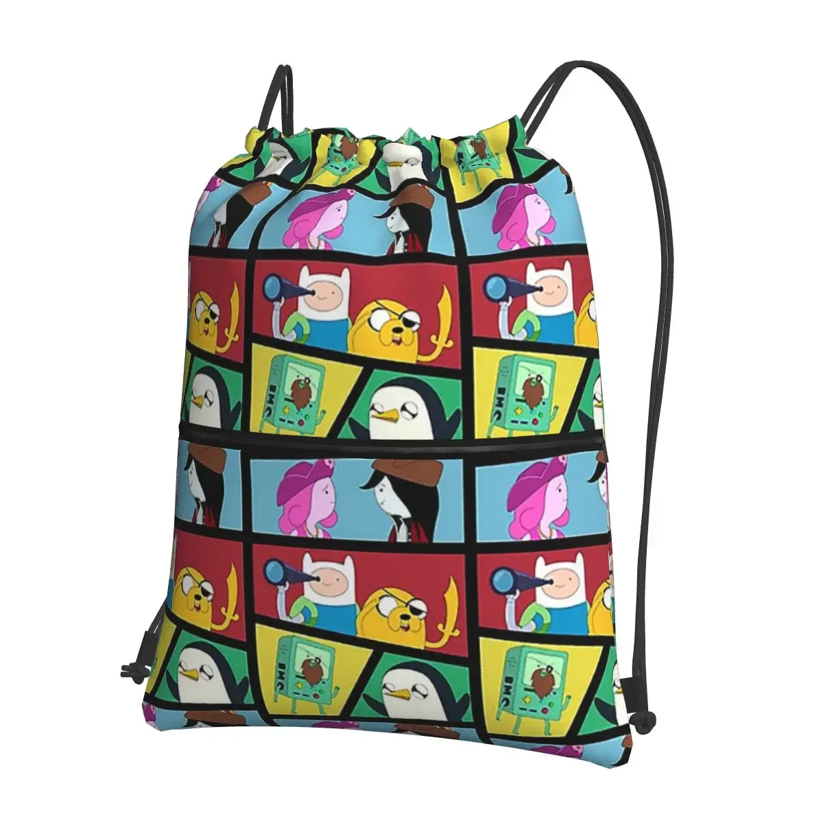 Adventure Time Pirates Backpacks Drawstring Bag Fashion Drawstring Bundle Pocket Sundries Bags For Travel Sport Man Woman