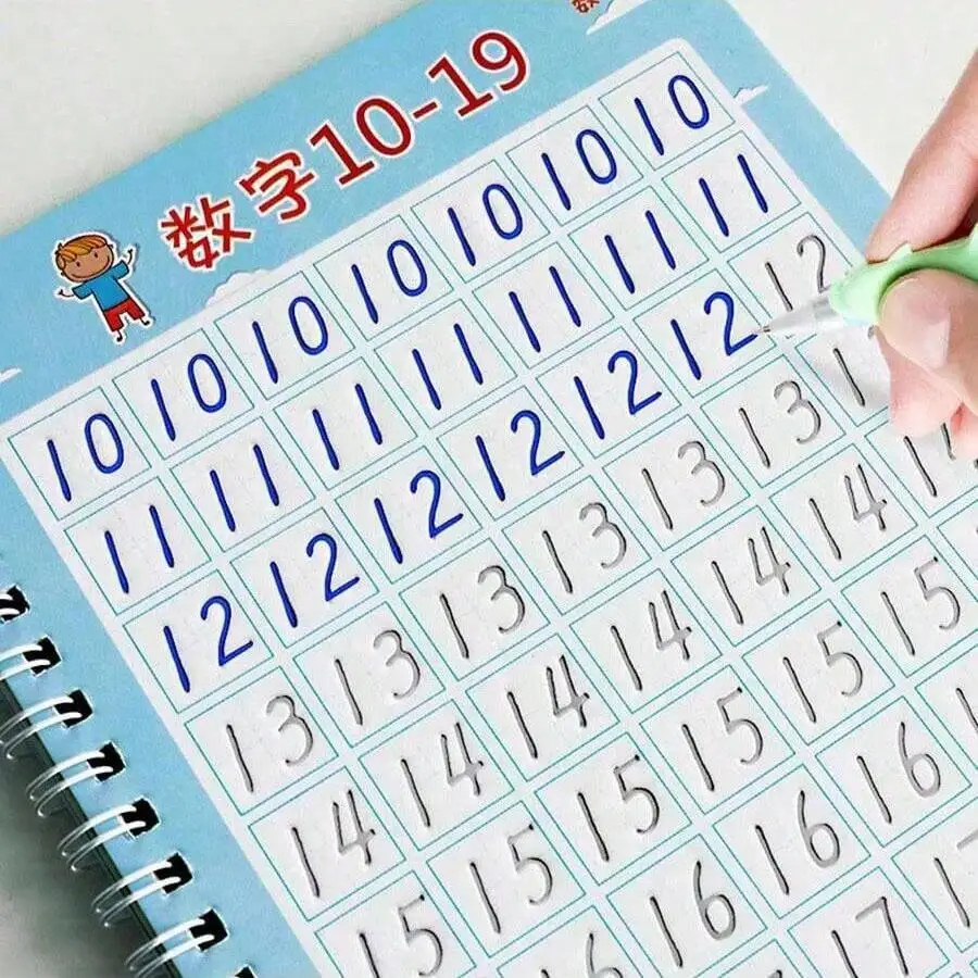 16 Pages,3-6 Years Old,Reusable Magic Writing Paste,Calligraphy Numbers 0-100 For Learning Mathematics,Book Writing Kid Notebook