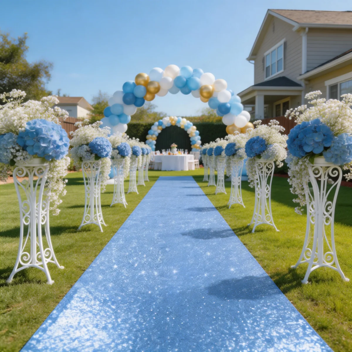 

Wedding Aisle Runner Outdoor Baby Blue Sequin Aisle Runner 15x2FT Wedding Walkway Runner Event Carpet Runners Runway Rug Prom Ai