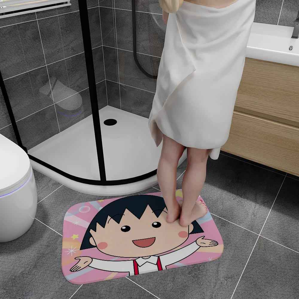 Chibi Maruko Chan Sakura Kyoko Cartoon Bathroom Mat Retro Multiple Choice Living Room Kitchen Rug Non-Slip Bedside Mats