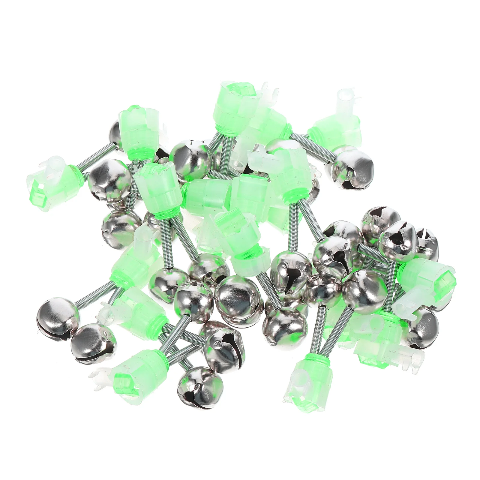 10 Pcs Alarm Fishing Pole Rod Bite Bait Warning Light at Night Stainless Steel Twin Bells