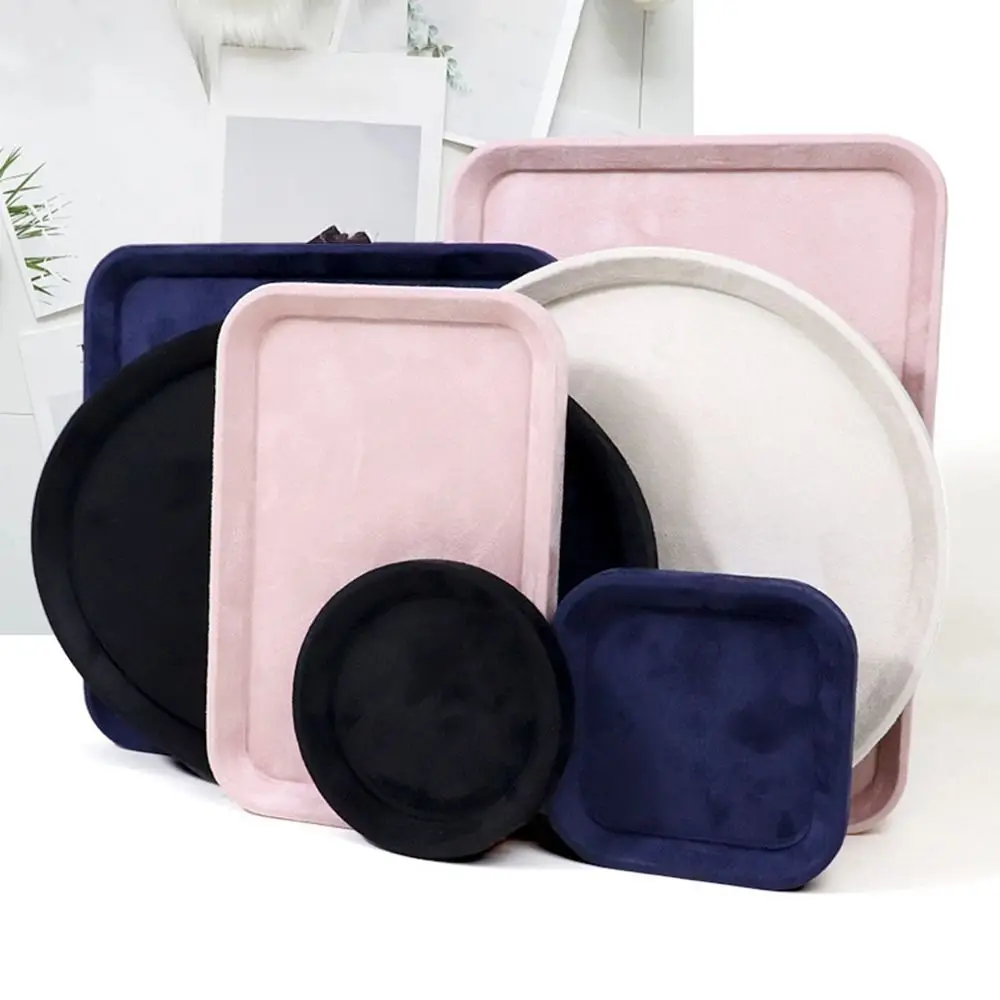 Velvet Jewelry Display Tray Exquisite Luxury Showcase Organizer Solid Color Blank Box Jewelry Storage Tray Accessories Display