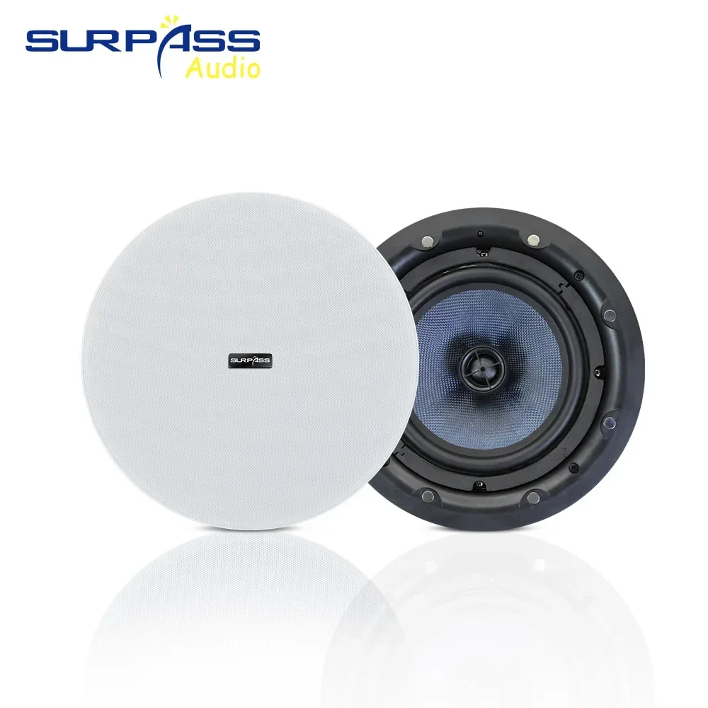 Home Theater 8 Inch 50W Frameless Coxial Ceiling Speaker with Magnetic Grill Flush Mount Passive Roof Music Loudspeaker Indoor