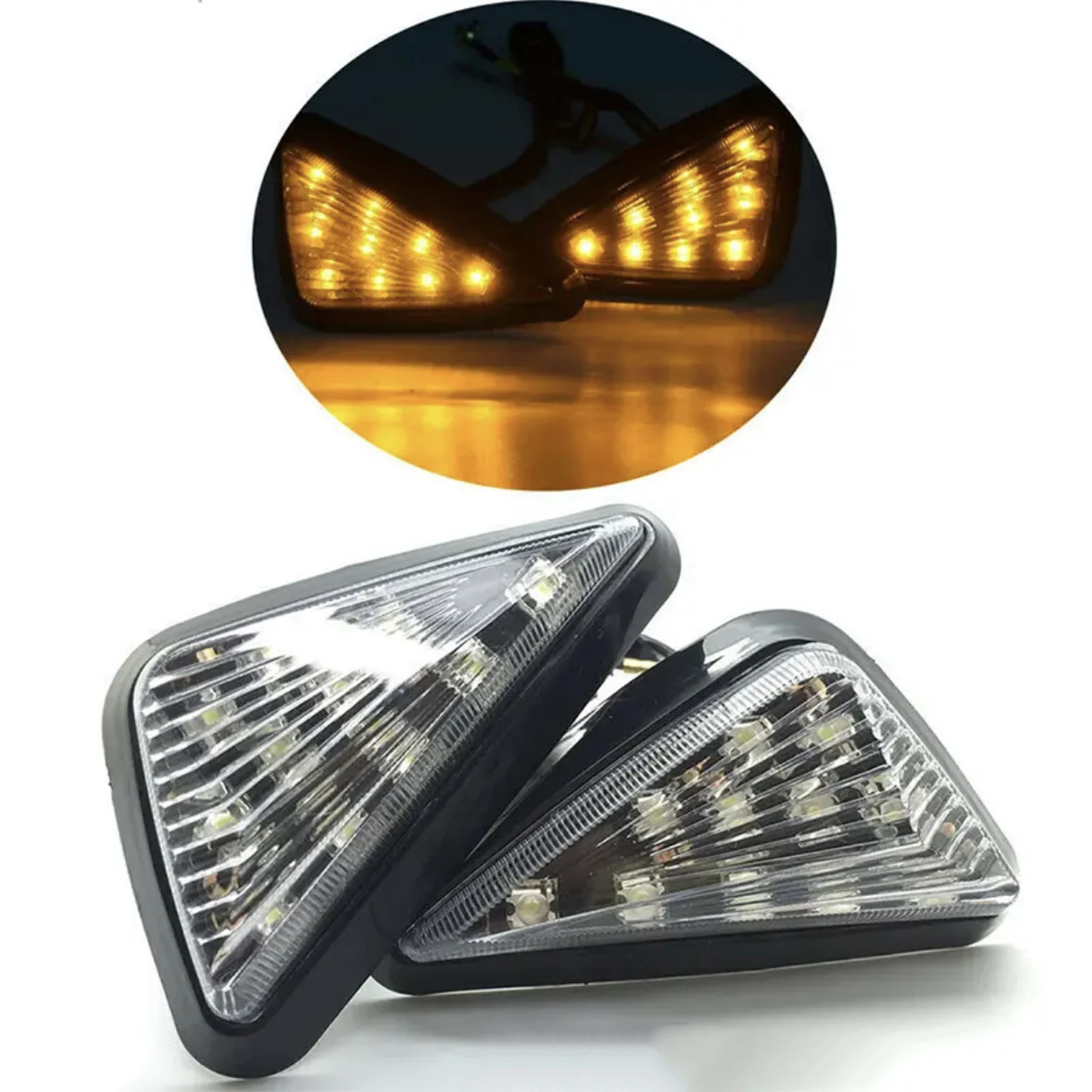 

2 шт. мотоциклетные светодиодные указатели поворота заподлицо 12 В дымовой треугольный светильник для Honda Suzuki Kawasaki Yamaha велосипедные детали мотоцикла