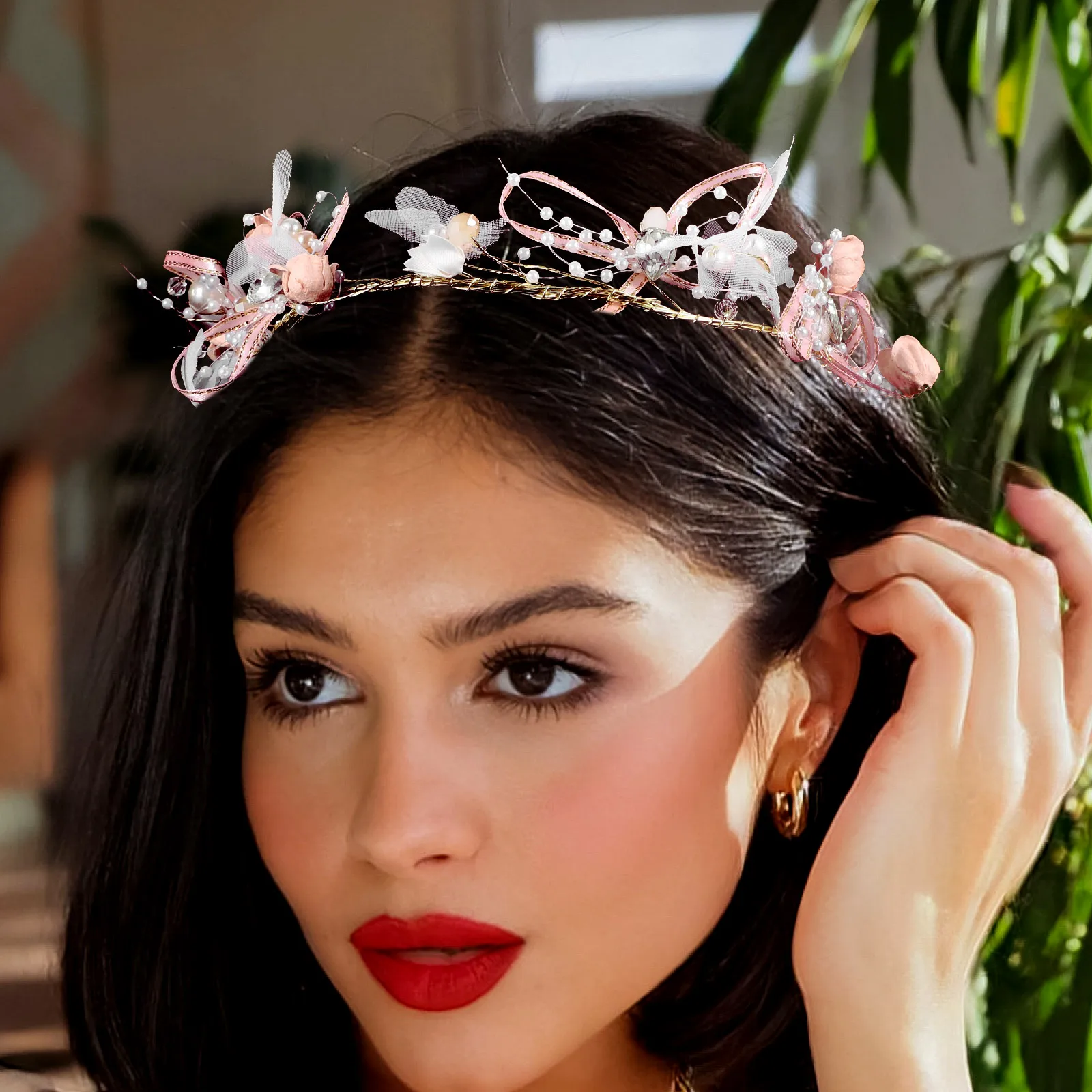 

Women Headband Bridal Flower Headpiece Girls Headdress for Wedding Birthday Party Accessories Hair Bands Womens Headband