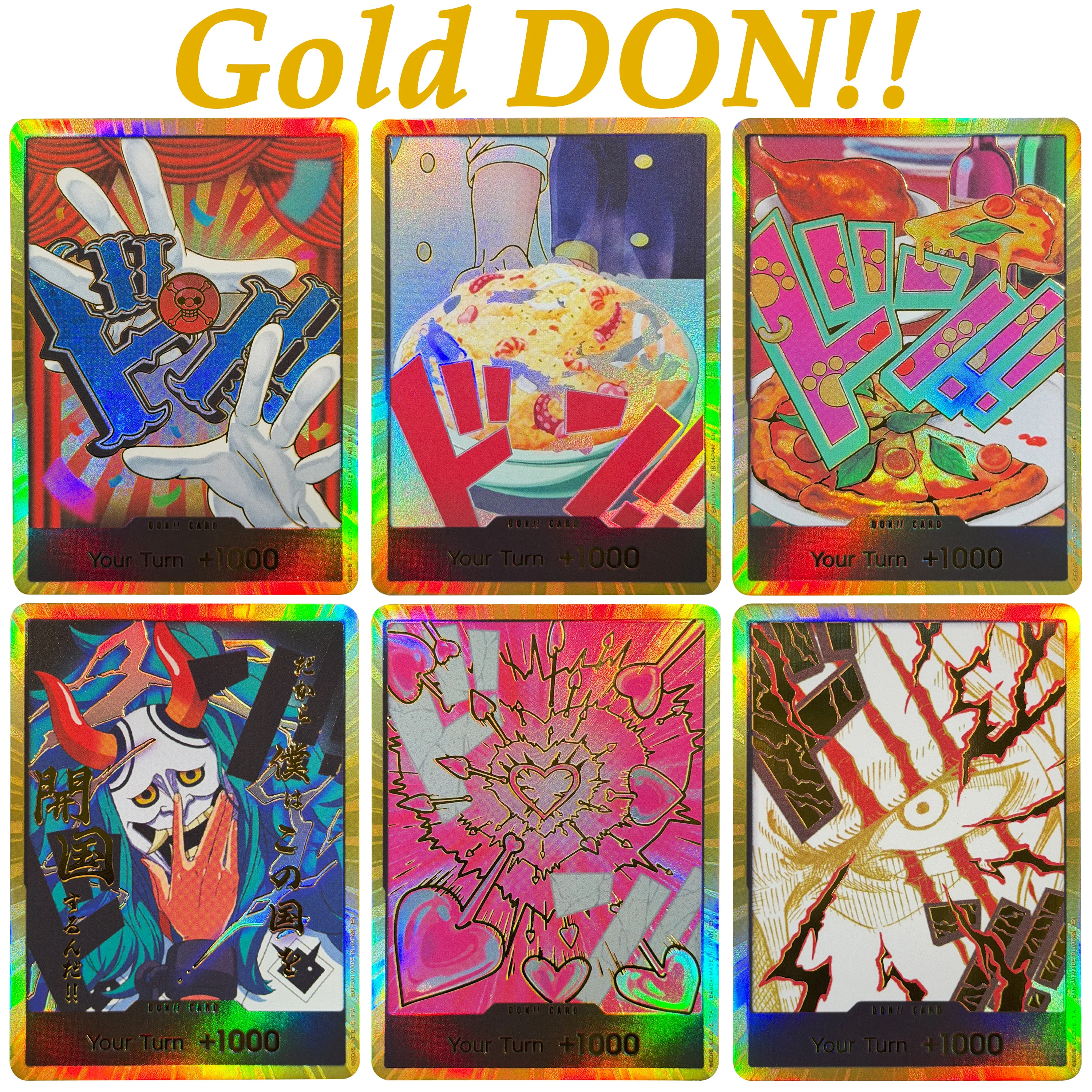 OPCG ONE PIECE TCG Gold Frame DON!! Card Alternate Art Holographic Yamato Shanks Uta Chase Rare Premium Proxy Collector Card