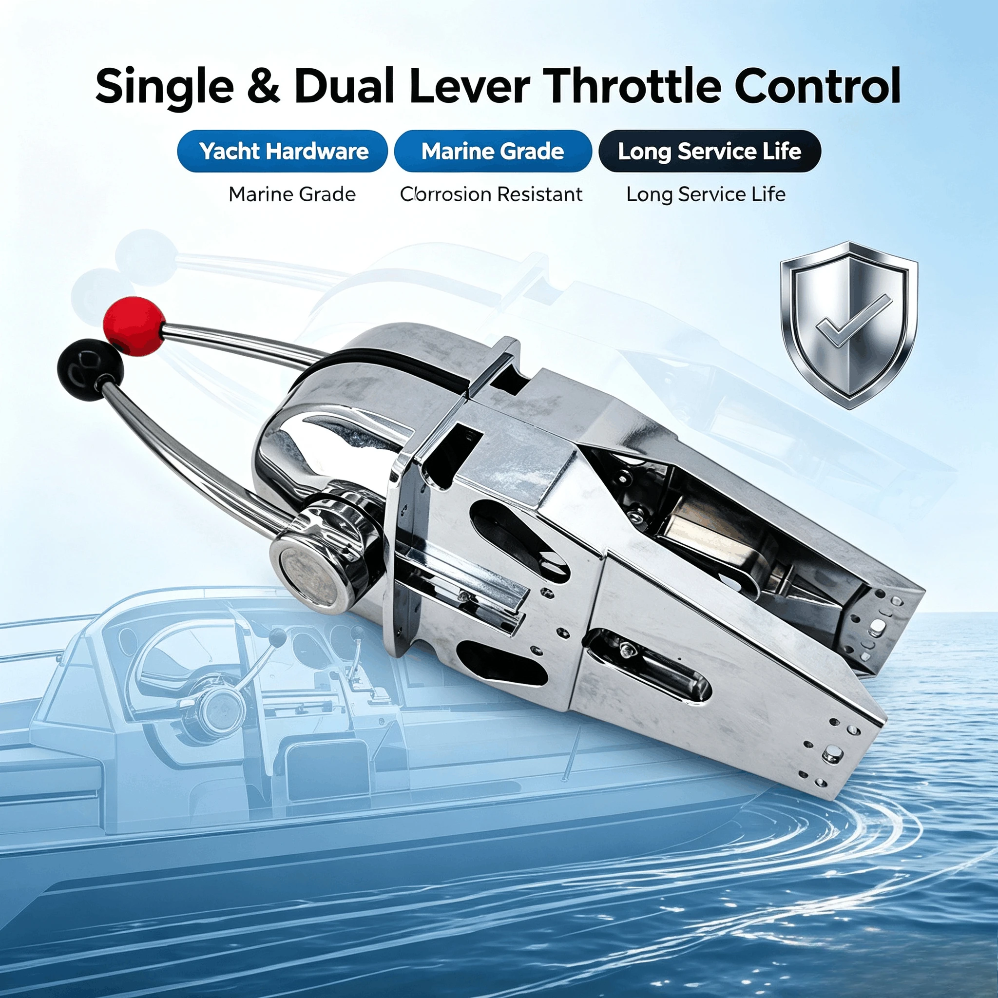 American Style Single/Dual Handle Marine Throttle Control Head, Yacht Boat Throttle Controller