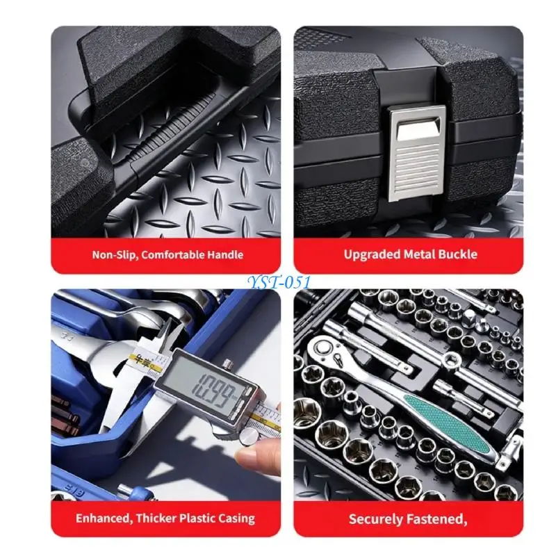 E15A 175 Piece Professional Chrome Steel Sockets Wrench Set For Auto Repair