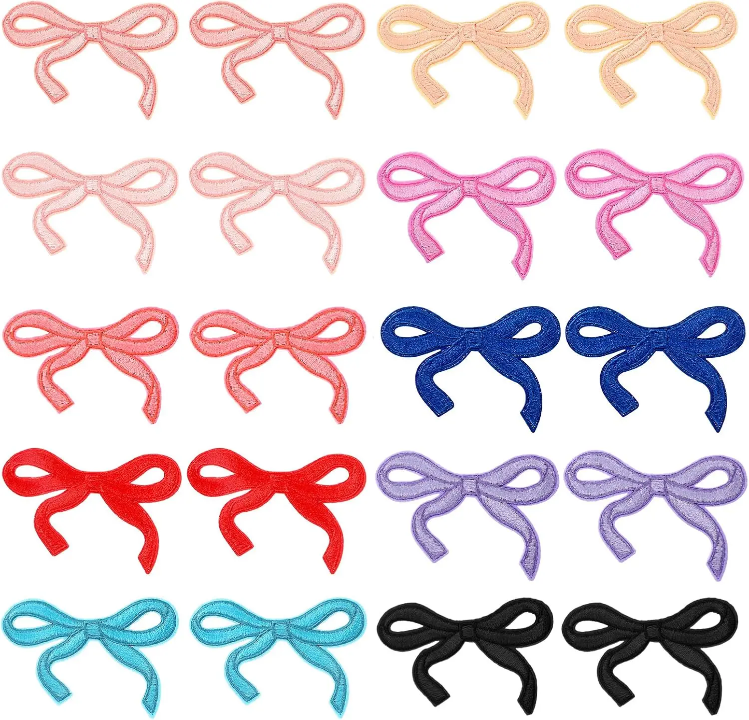 

20pcs Bow Patches, 10 Colors Cute Iron On Patches Chenille Applique Pink Bowknot Sewing Patches Embroidery Decor Supply for Clot
