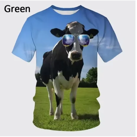 

T shirts Funny Animal Cow Graphic 3D Print Men Women TShirt Oversized Summer Fashion Short O Neck Sleeve kids Tops Tees Clothing