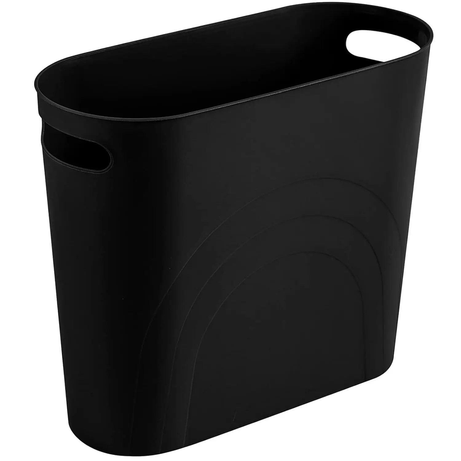 

3.5 Gallon Slim Trash Can with Handles for Narrow Spaces in Bathroom, Bedroom, Kitchen, Office - Black