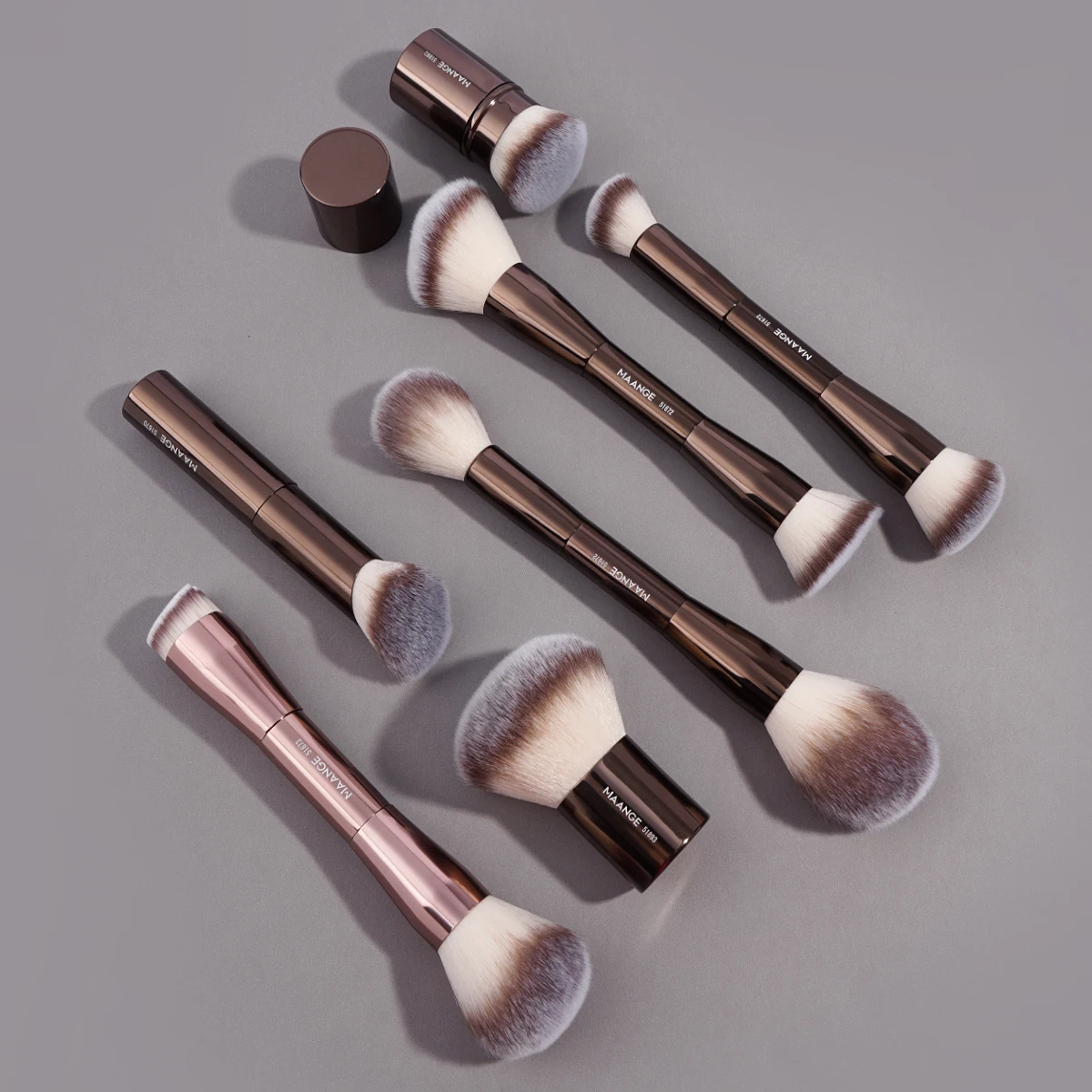 MAANGE-Pincéis De Maquiagem Com Cabeça Dupla, Pó De Fundação, Corretivo, Blush, Bronzer, Escova De Maquiagem, Cabelo De Fibra Macia, Ferramentas De Beleza Cosmética