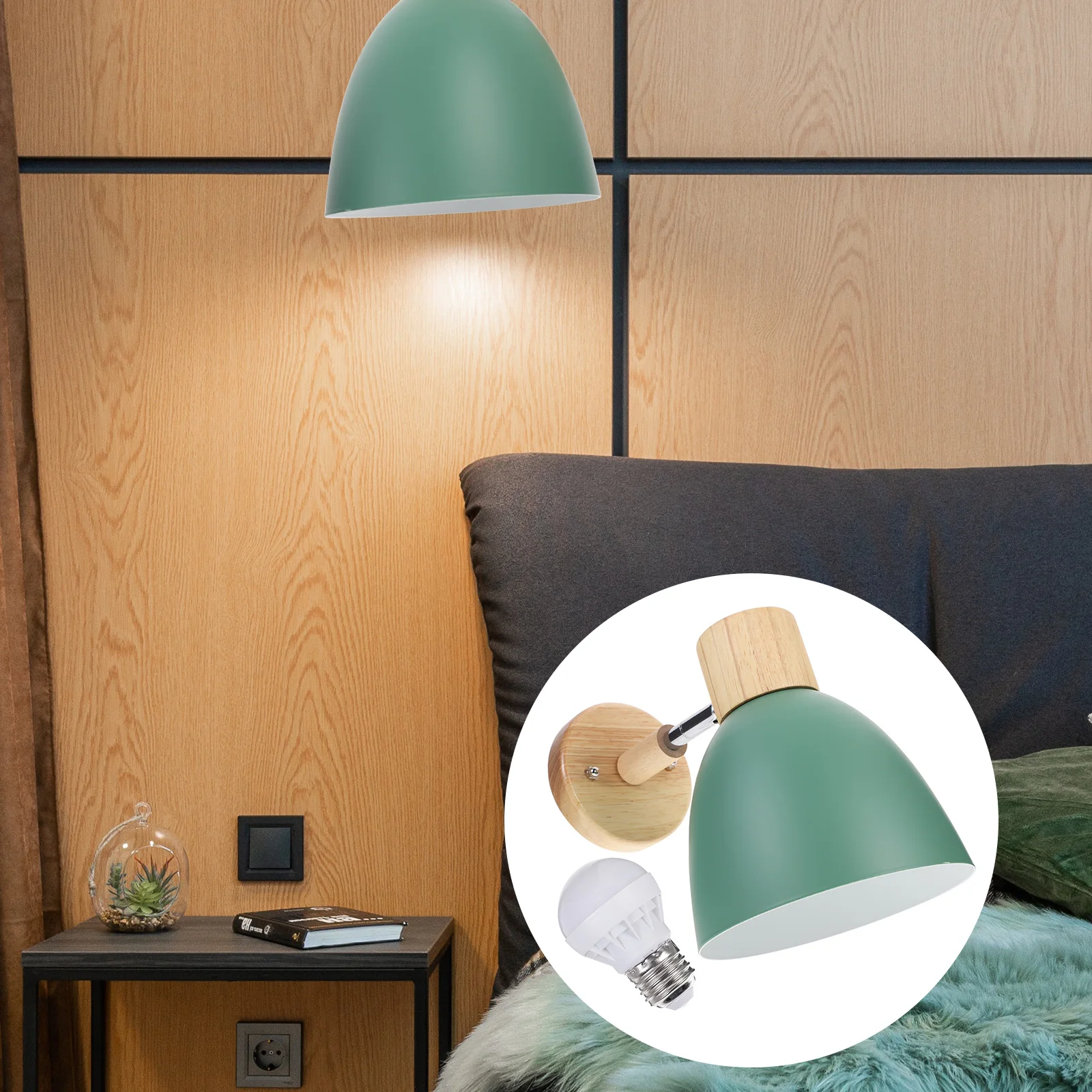 

Modern Wall Sconce Lighting Fixtures Led Wall Lamp For Bedroom Living Room Decor Durable Wooden Iron Design Non-