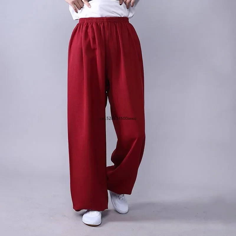 Women Men Martial Arts Cotton Linen Tai Chi Pants Lantern Breathable Pants Yoga Taekwondo Boxing Karate Jeet Kune Do Trousers