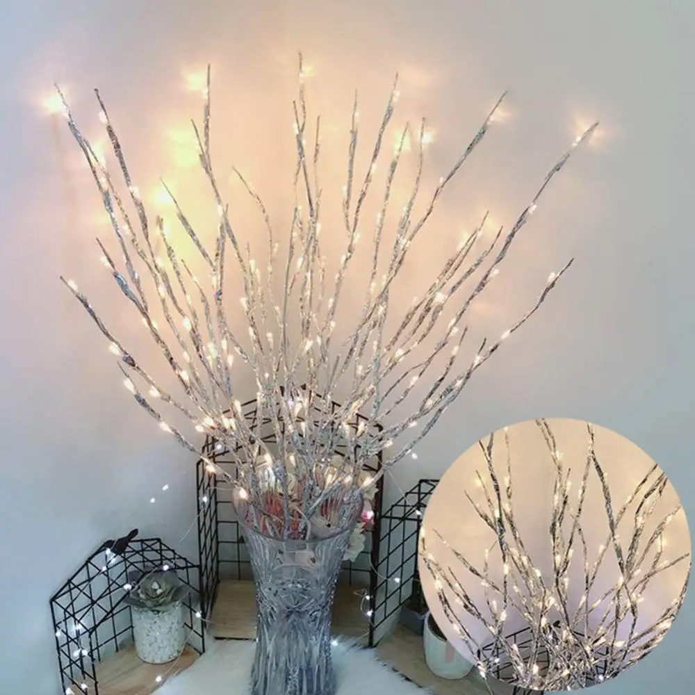 Lámpara LED de rama de sauce, luces de jarrón de ramita de sauce Artificial, alimentadas por batería para decoración de hadas de fiesta de boda, 77cm, 20 bombillas