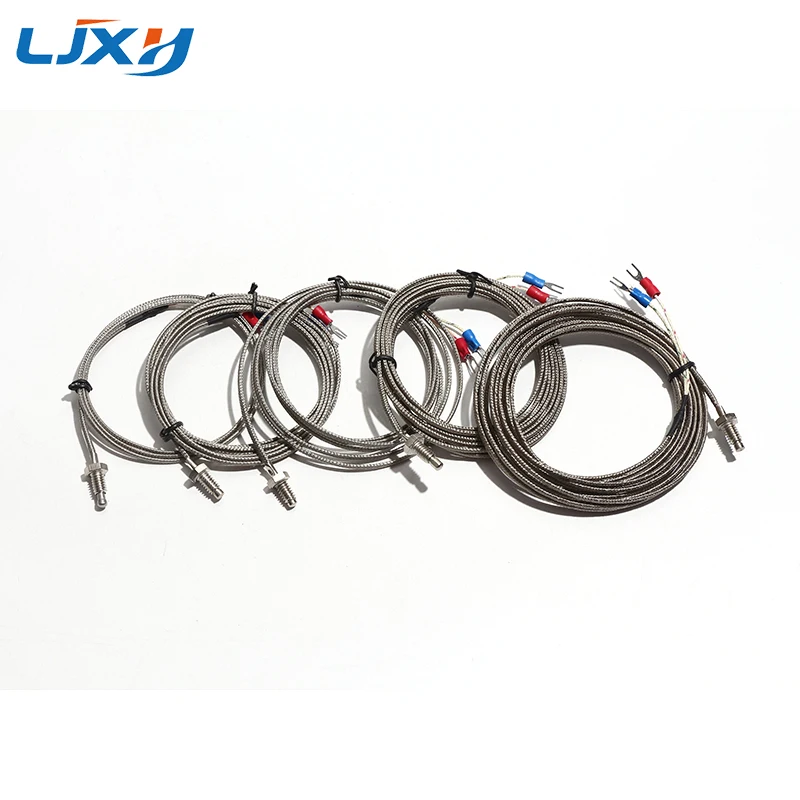 LJXH K/J/E Type Thread Screw M6*1.25/M8*1.25 Thermocouple Thermal Resistance 1m/2m/3m/4m/5m 0-800°C Temperature Sensor
