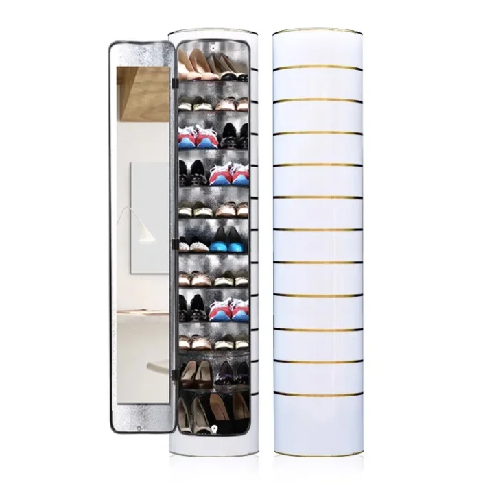 New Type  High Vertical Cylindrical Storage Living Room Furniture Rotating Smart Shoe Rack Cabinet image 2