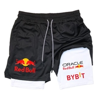 Summer Red Bull Men's 2-in-1 Running Sports Shorts Breathable Casual Quick Drying Double-layer