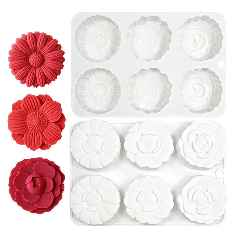Flower Silicone Mold For Soap Making Supplies Round Sunflower Dessert Baking Pan Mousse Cake Chocolate Kitchen Decoration Tools