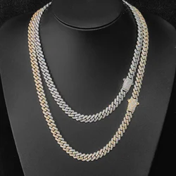 Wholesale 8Mm Hip Hop Jewelry 2 Rows Thin Cuban Link Chains Cubic Zirconia Iced Out Argenteous For Girl Cuban Necklaces Men