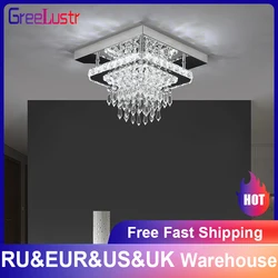 Crystal LED Ceiling Lamps K9 Living Room Stainless Steel Chandelier Luminaire For Hallway Aisle Plafon Lustres Lighting Fixtures