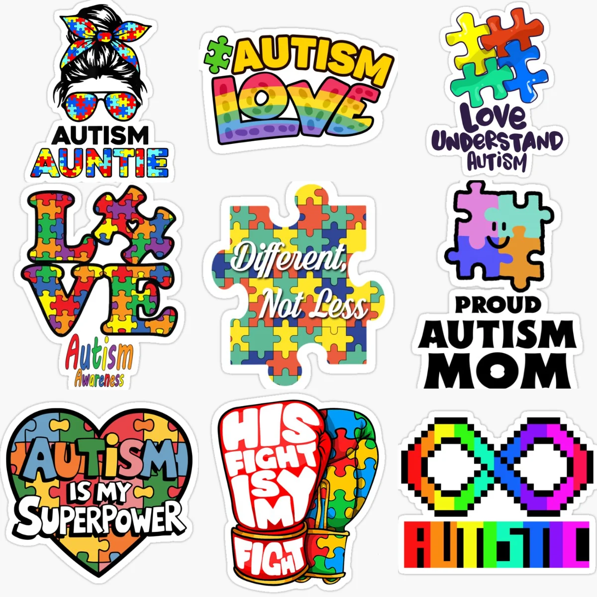 

Love Autism Awareness Care Autism Color Jigsaw Creative Sticker for Decorate Car Van Window Wall Fridge Decal Accessorie
