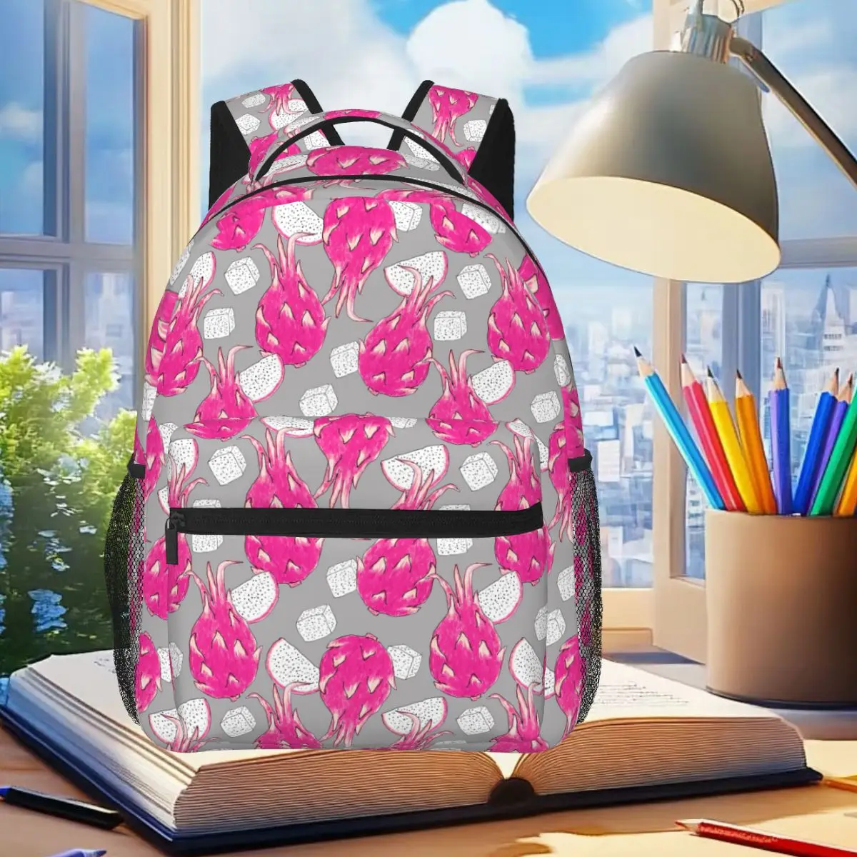 

Dragonfruit на сером фоне, студенческий рюкзак, школьная сумка, походный дорожный рюкзак для мальчиков и девочек, модная сумка для книг, сумки на плечо