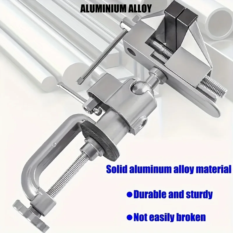 360° Rotating Aluminum Alloy Bench Vise Multi‑Function Clamp Portable Durable Vise for Drilling Jewelry Making DIY Craft