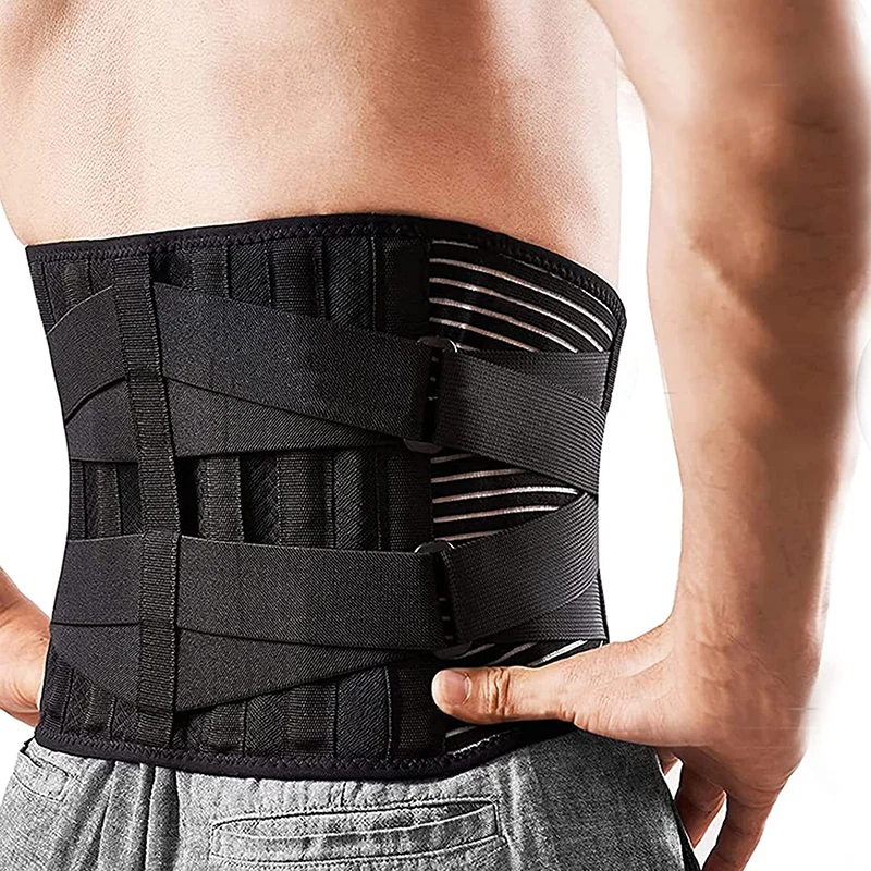 Adjustable Lumbar Back Brace Breathable Lumbar Support Belt with 6 Stays Abdominal Binder Spine Decompression Waist Trainer