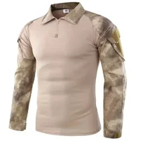Camisetas tácticas para senderismo al aire libre para hombre, camisa de combate militar del ejército CP, camisa de camuflaje de manga larga para caza y escalada, ropa deportiva de algodón